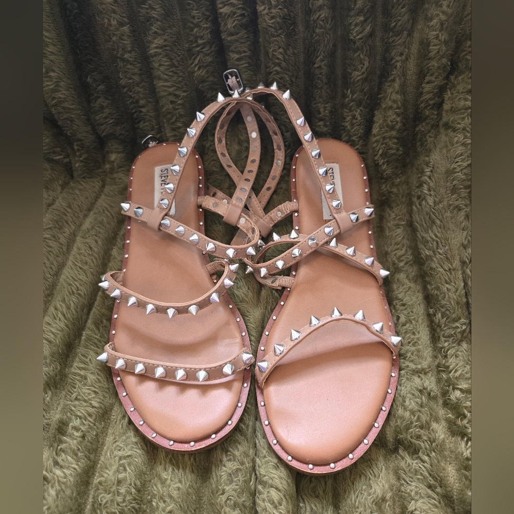 Steve Madden Metallic Studded Sandals - Picture 2 of 4